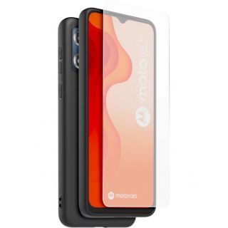- - CASR TPU Cover + Tempered Glass for Motorola E13 Black