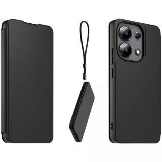 - - Made for Xiaomi Book Case with Necklace for Xiaomi Redmi Note 13 4G Black