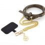 GUESS Crossbody Strap PU 4G Chain with Charm Gold / Brown