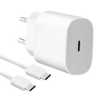 Samsung&nbsp;EP-TA800EWE + EP-DG980BWE 25W Travel Charger + USB-C / USB-C Data Cable White  OOB Bulk