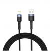 Bezvadu ierīces un gadžeti - Data cable USB to Lightning with LED Light, 2m black melns 