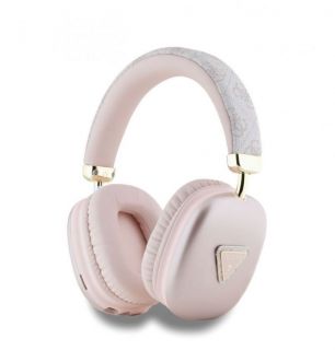 GUESS PU Leather 4G Triangle Logo Bluetooth Stereo Headphone Pink rozā