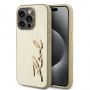 - Karl Lagerfeld - Karl Lagerfeld Wrinkled PU Signature Logo Case for iPhone 15 Pro Max Gold