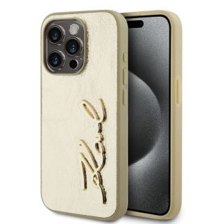 -&nbsp;Karl Lagerfeld - Karl Lagerfeld Wrinkled PU Signature Logo Case for iPhone 15 Pro Max Gold
