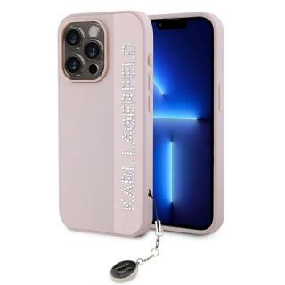 -&nbsp;Karl Lagerfeld - Karl Lagerfeld PU Saffiano Rhinestone Charm Case for iPhone 15 Pro Max Pink