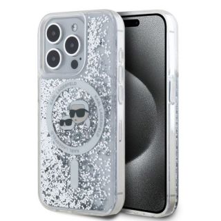 -&nbsp;Karl Lagerfeld - Karl Lagerfeld Liquid Glitter Karl and Choupette Heads MagSafe Case for iPhone 15 Pro Max Transparent