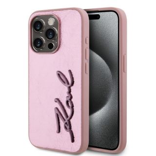 -&nbsp;Karl Lagerfeld - Karl Lagerfeld Wrinkled PU Signature Logo Case for iPhone 15 Pro Pink