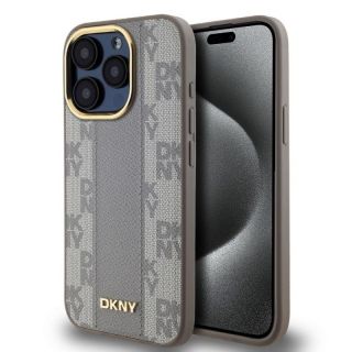 DKNY&nbsp;PU Leather Checkered Pattern Magsafe Case for iPhone 15 Pro Beige