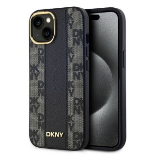 DKNY&nbsp;PU Leather Checkered Pattern Magsafe Case for iPhone 15 Black