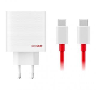 - - OnePlus SUPERVOOC 80W GaN Dual USB-A + USB-C Travel Charger + USB-C / USB-C Cable White