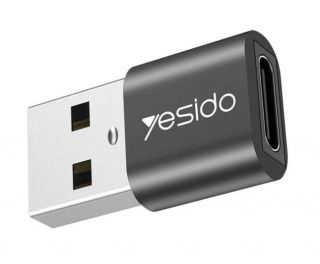 -&nbsp;yesido GS09 Mini Aluminum Alloy Usb Type-c U-Disk Card Reader Mouse Convert OTG Adapter Black