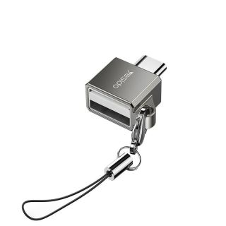 -&nbsp;yesido GS08 Mini Aluminum Alloy USB Type-C U-disk Card Reader Mouse Convert OTG Adapter Black