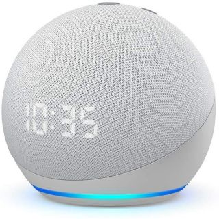 Amazon Echo Dot with clock (4th Gen) glacier white (B7W644) 