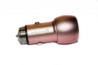 Evelatus Car Charger ECC01 PINK 2USB port 3.1A with stainless steel escape tool Pink rozā