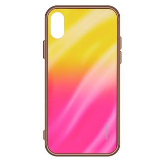 Evelatus Galaxy A20e Water Ripple Gradient Color Anti-Explosion Tempered Glass Case Gradient Yellow-Pink