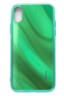 Evelatus iPhone X / XS Water Ripple Full Color Electroplating Tempered Glass Case Green zaļš