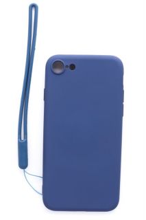 Evelatus iPhone 7 / 8 / SE2020 / SE2022 Soft Touch Silicone Case with Strap Dark Blue zils
