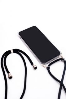 Evelatus iPhone XR Case with rope Black Transparent melns