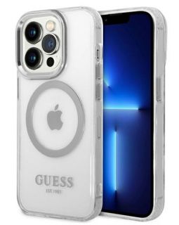 GUESS Guess 
 Apple 
 iPhone 14 Pro Max 6.7 hard case Metal Outline Magsafe 
 Silver sudrabs