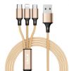 Aksesuāri Mob. & Vied. telefoniem - Charging Cable 3 in 1 CCI02 Gold zelts 