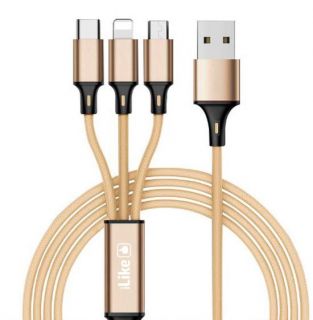 - iLike Charging Cable 3 in 1 CCI02 Gold