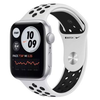 - Apple Watch Nike SE 44mm GPS A2352 Aluminium case with Pure Platinum  /  Black Nike sport band Silver melns sudrabs