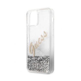 GUESS iPhone 12 Pro Max Liquid Glitter Vintage Cover Silver sudrabs
