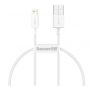 Baseus Baseus 
 
 Superior Cable USB - Lightning 2,4A 0,25 m 
 White balts