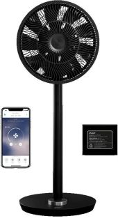 - Smart Fan Whisper Flex Smart Black with Battery Pack Stand Fan, Timer, Number of speeds 26, 2-22 W, Oscillation, Diameter 34 cm, Black melns
