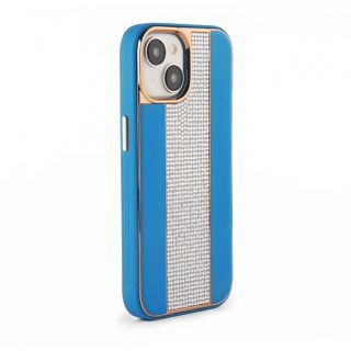 - iPhone 15 Diamonds and Leather Case Blue zils