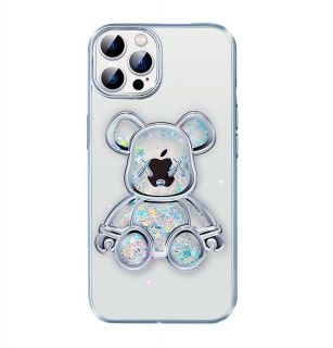 - iPhone 14 Pro Silicone Case Print Desire Bear Silver sudrabs