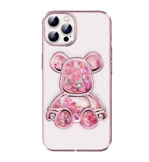 - iPhone 15 Pro Max Silicone Case Print Desire Bear Pink rozā
