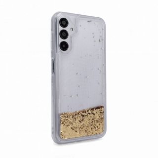 - Galaxy A14 5G Silicone Case Water Glitter Gold zelts