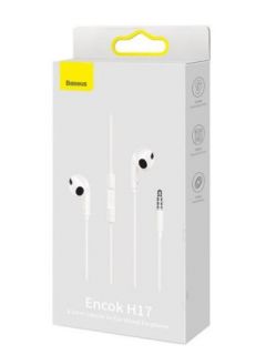 Baseus Encok H17 3.5mm minijack wired headphones 
 White balts
