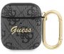 GUESS Guess Apple AirPods 1 / 2 cover szary / grey 4G Script Metal Black