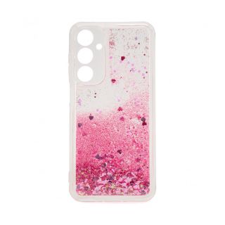 - Galaxy A15 Silicone Case Water Glitter Pink