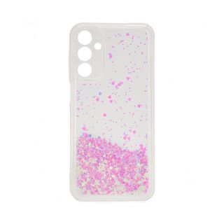 - Galaxy A15 Silicone Case Water Glitter Light Pink