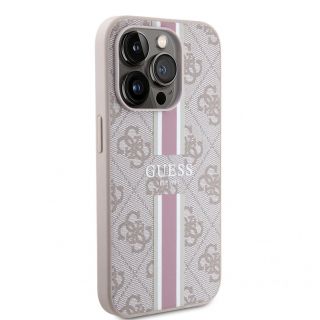 GUESS iPhone 15 Pro Case Cover 4G Printed Stripes Pink