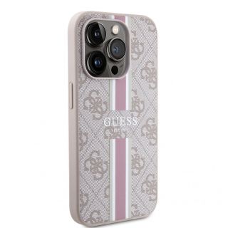 GUESS Guess Apple iPhone 15 Pro Case Cover 4G Printed Stripes Pink