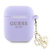 Aksesuāri Mob. & Vied. telefoniem GUESS Airpods 1/2 Case Silicone Classic Logo Gold With 4G Charm Purple 