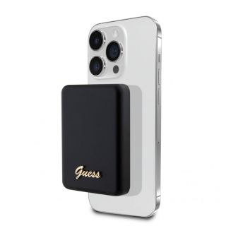 GUESS Power Bank 5000mAh 15W MagSafe And Regular Charge With Metal Ssript Logo Black