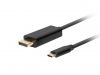 Aksesuāri datoru/planšetes - Lanberg USB-C to DisplayPort Cable, 1.8 m 4K / 60Hz, Black melns 