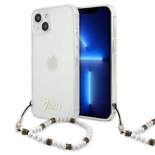 GUESS Hardcase GUHCP13MKPSWH White Pearl Back Cover, Apple, iPhone 13, Transparent, 6.1 '' balts