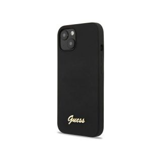 GUESS Hardcase Script Gold Logo Back Cover, Apple, iPhone 13, Black, 6.1 '' zelts