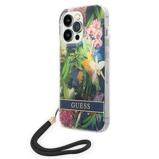 GUESS Hardcase Flower Strap GUOHCP14LHFLSB Back Cover, Apple, iPhone 14 Pro, Blue, 6.1 ''