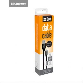 - ColorWay 
 
 Data Cable Apple Lightning Charging cable, Fast and safe charging; Stable data transmission, Black, 1 m
