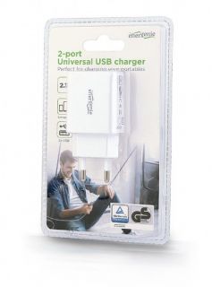 ENERGENIE 2-port universal USB charger EG-U2C2A-03-W White balts