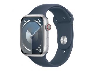 Apple Apple 
 
 Watch Series 9 GPS + Cellular 45mm Silver Aluminium Case with Storm Blue Sport Band - S / M sudrabs zils