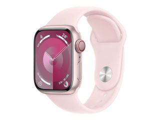Apple Apple 
 
 Watch Series 9 GPS + Cellular 41mm Pink Aluminium Case with Light Pink Sport Band - S / M rozā