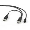 Bezvadu ierīces un gadžeti GEMBIRD CABLE USB2 DUAL AM-MINI 0.9M / BLACK CCP-USB22-AM5P-3 melns 